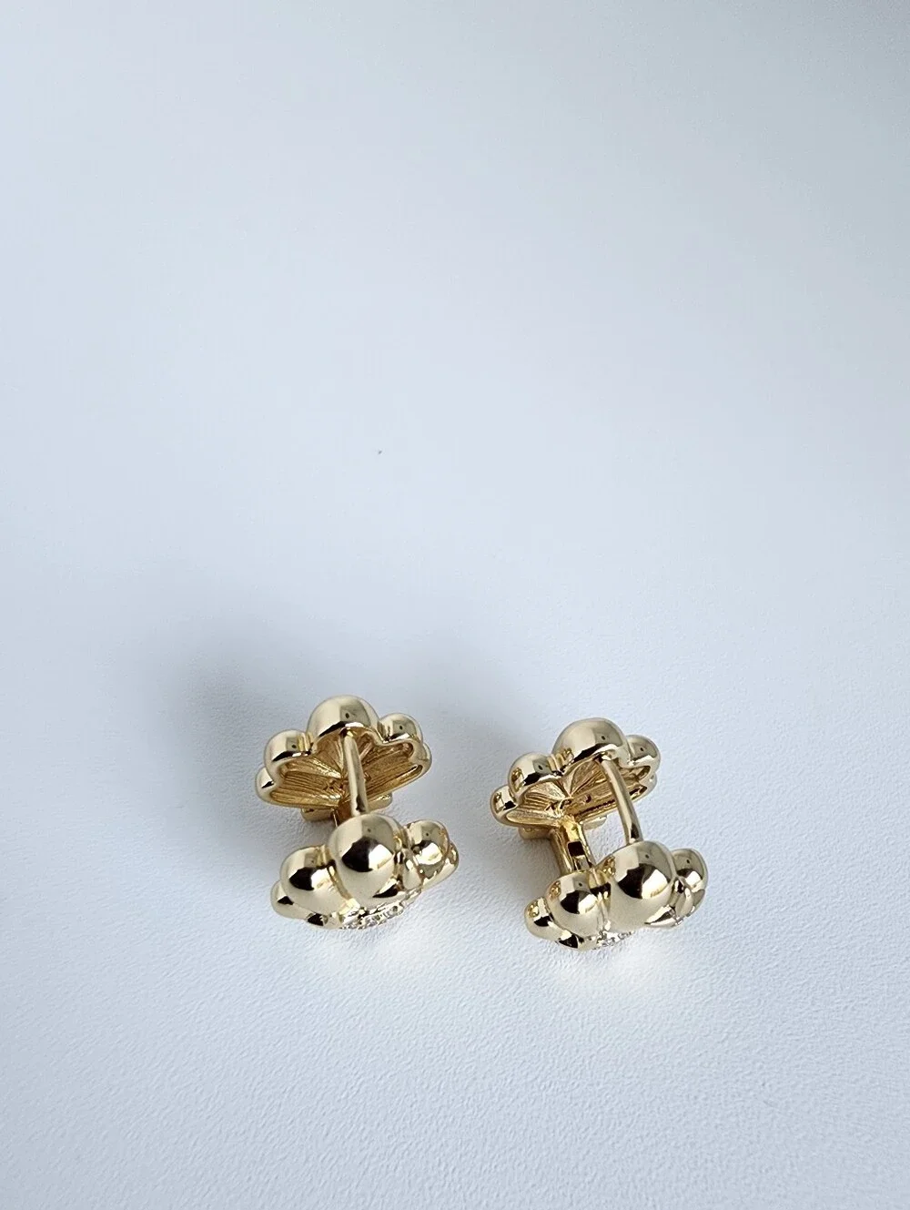 Gold Plated Seashell Stud Earrings CZ Crystal Shell Coastal Jewelry